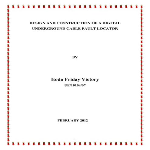 Digital underground cable fault locator (dufcl).