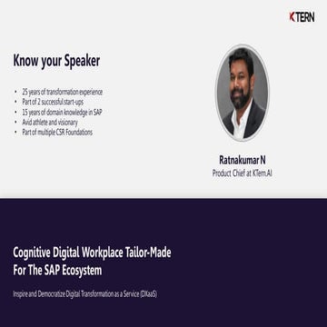 Cognitive Digital Workplace for SAP Customers and SAP Partners