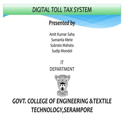 DIGITAL TOLL TAX SYSTEM