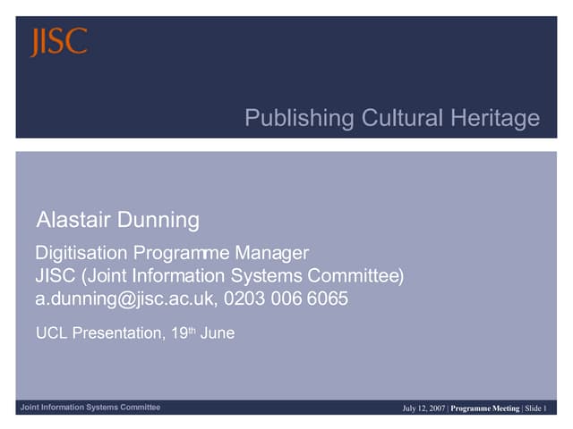 Digitisation Infrastructure - June 2007