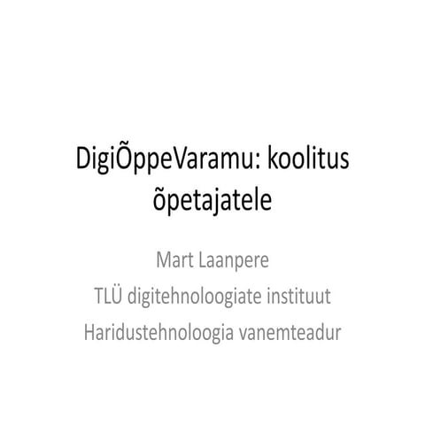 Digiõppevaramu koolitus piloteerijatele