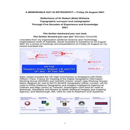 A Memorable Day in Retrospect – Friday 24 August 2001