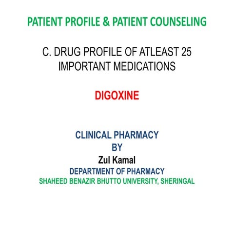 Digoxine Dr.Z Pharmacy Practice Lecture | PPTX