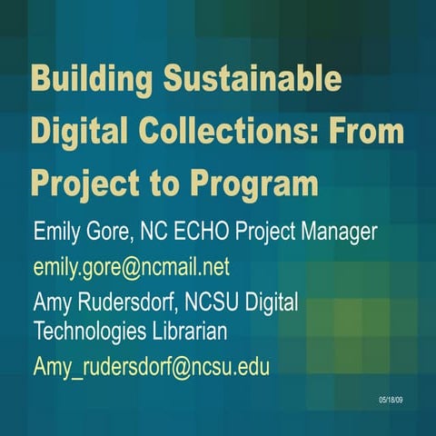 From Project to Program: Building Sustainable Digital Collections