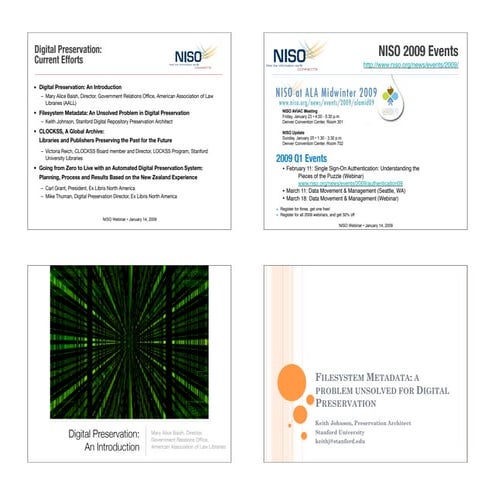 Wetzel, Baish, Johnson, Reich, and Grant "Digital Preservation: Current Efforts"