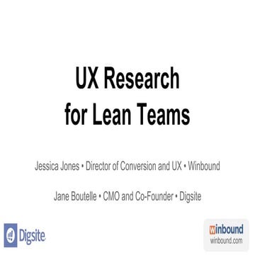 [Webinar] UX Research for Lean Teams