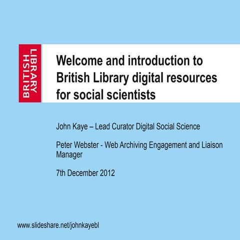Introduction to British Library digital resources for social scientists
