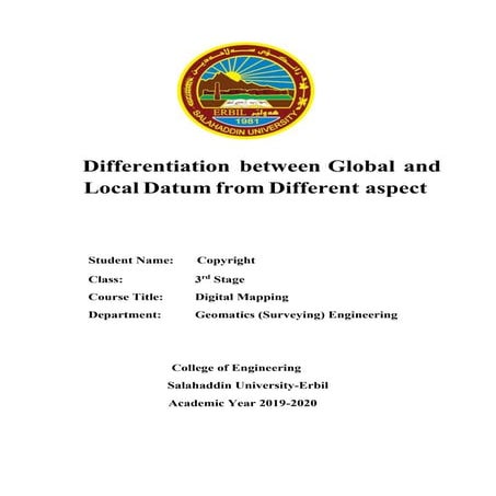 Differentiation between Global and Local Datum from Different aspect 