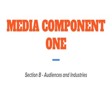 EDUQAS MEDIA STUDIES A LEVEL COMPONENT ONE SECTION B AUDIENCE AND INDUSTRY SE...