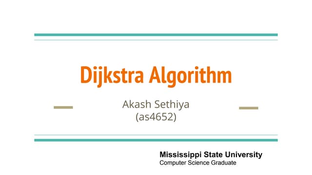 Dijkstra algorithm   a dynammic programming approach