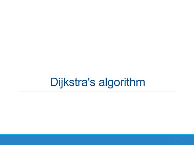Dijkstra's algorithm 