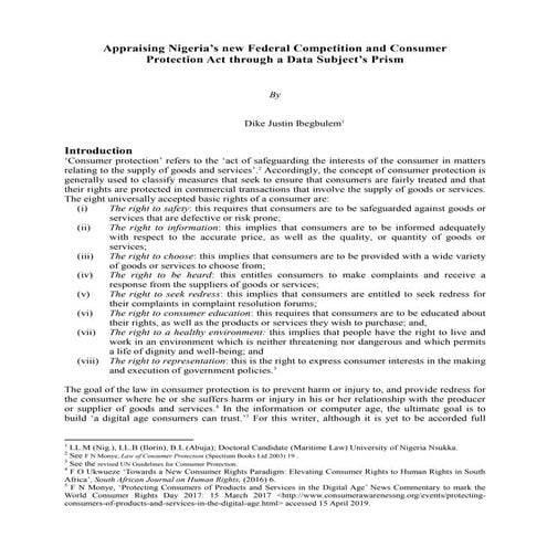 Consumer Protection in Nigeria, challenges and prospect | PPTX