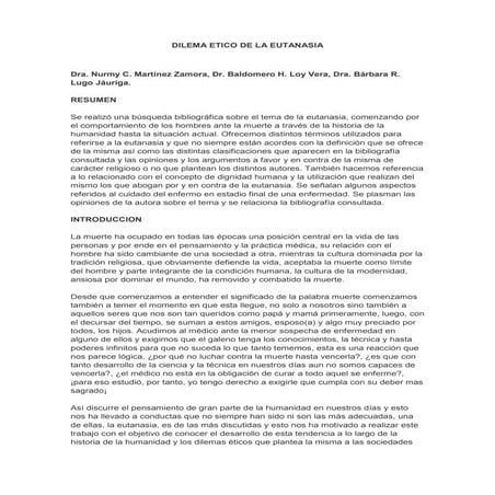 Dilema etico de la eutanasia