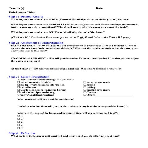Di Lesson Plan Template