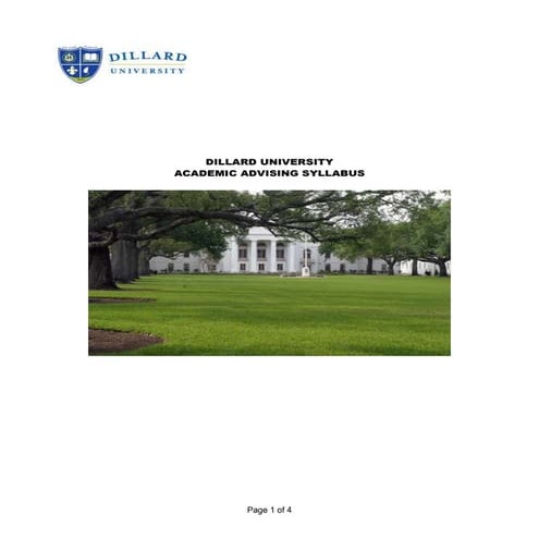 Dillard University Advising Syllabus Spring 2011