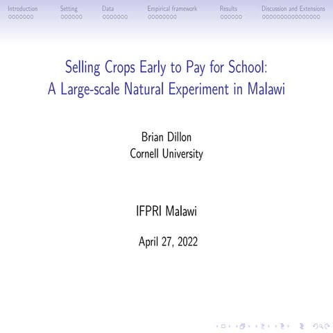 Selling early to pay for school": a large-scale natural experiment in Malawi