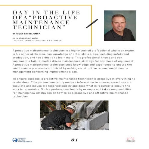 Day in the Life of (DILO) of a Proactive Maintenance Technician