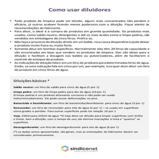 Diluidores limpeza sindiconet