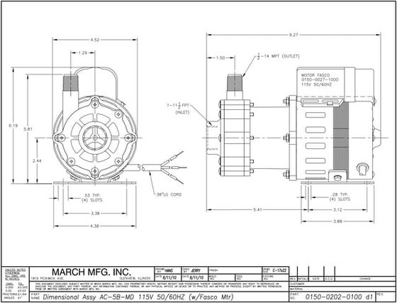 Centrifugal Pumps Data from March Pump Dimensional drawing Series AC ...