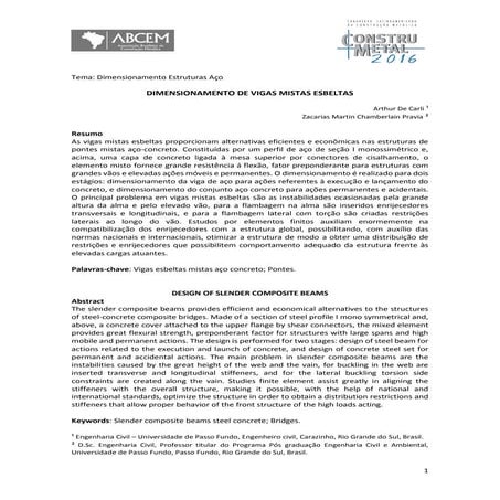 Dimensionamento de viga mista esbelta