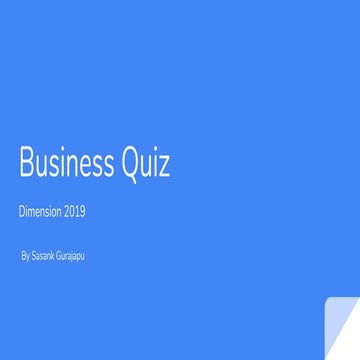 Dimension - IIT Guwahati - Business Quiz 2019 - Finals