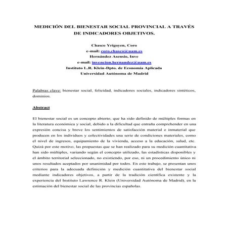 Dimensiones e indicadores del bienestar social