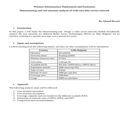 Dimensioning and cost structure analysis of a Wide area data service network