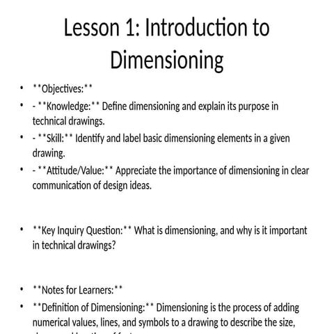 Grade10 Dimensioning for grade 10-architectural darafting | PPTX