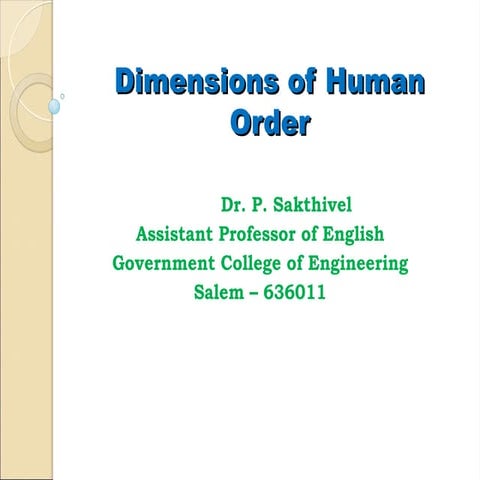Universal Human Values_Dimensions of Human Order | PPT