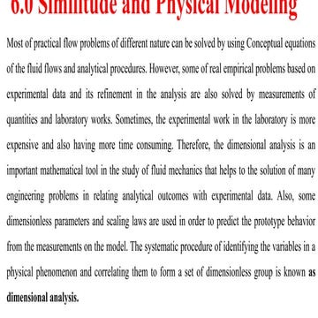 Similitude and Dimensional Analysis in Fluid Mechanics: Principles and ...