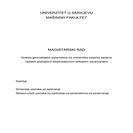 Dimenzije uzoraka za ispitivanje