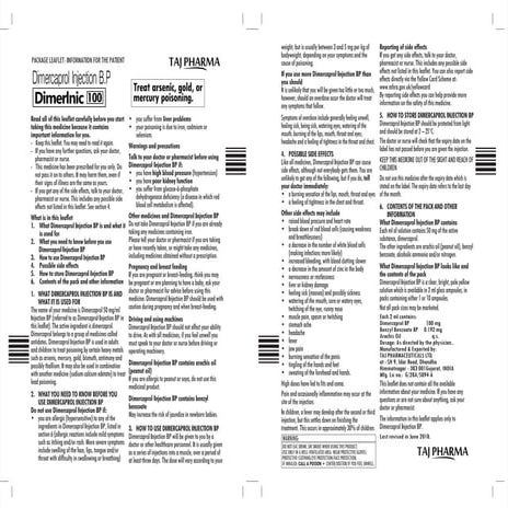 Dimercaprol injection b.p., 2ml taj pharma | PDF