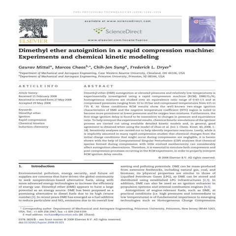 Dimethyl ether autoignition in a rapid compression machine_ Experiments and c...