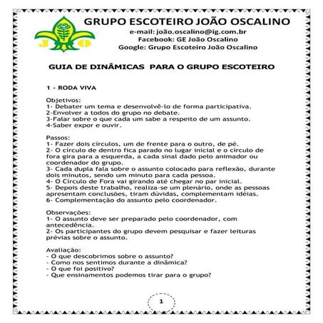 Dinamicas de lobinho a pioneiro