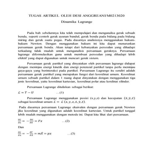 Dinamika lagrange