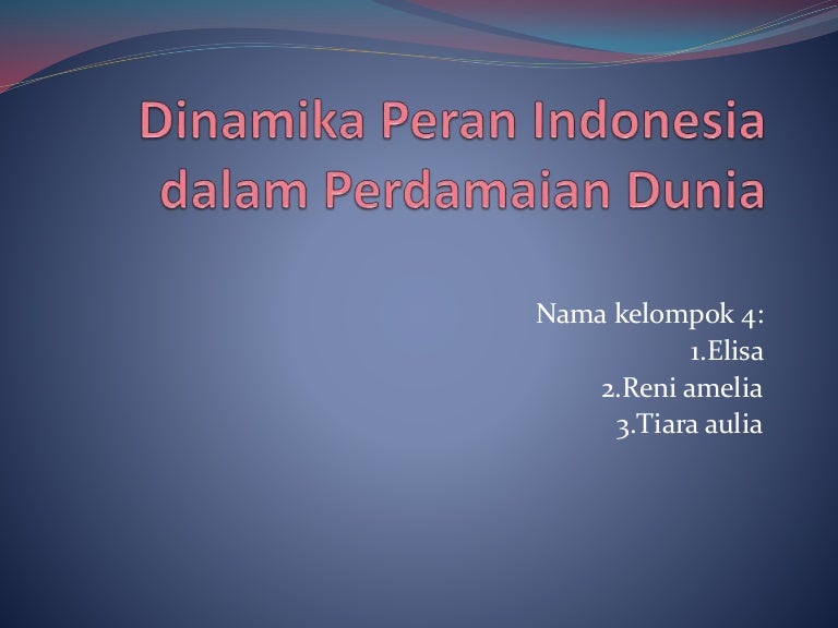 Dinamika Peran Indonesia Dalam Perdamaian Dunia