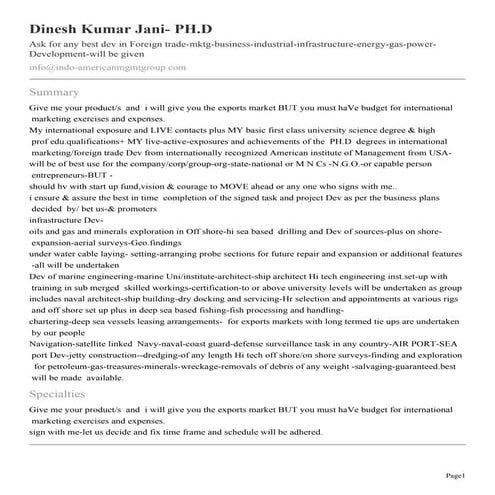 Dinesh kumar-jani--profile | PDF