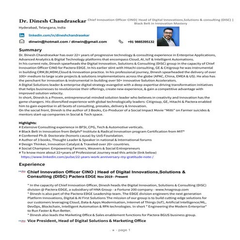 Dr Dinesh Chandrasekar LinkedIn Profile May 2020