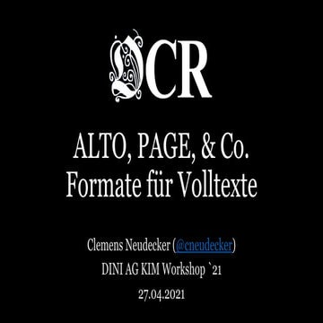 ALTO, PAGE & Co. Formate für Volltexte