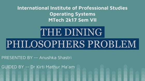 Dining Philosopher Problem | PPT