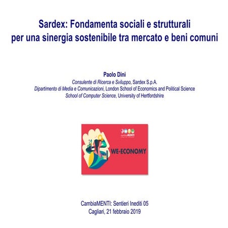 Sardex: Fondamenta sociali e strutturali per una sinergia sostenibile ...