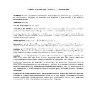 Dinámica de relaciones humanas y co...