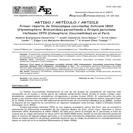 First report of Dinocampus coccinellae Schrank 1802 (Hymenoptera: Braconidae)...