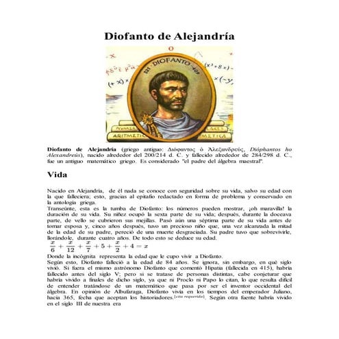 Diofanto De Alejandria Trabajo