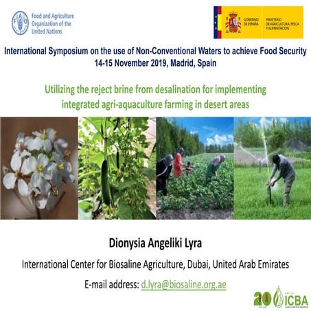 Utilizing the reject brine from desalination for implementing integrated agri...