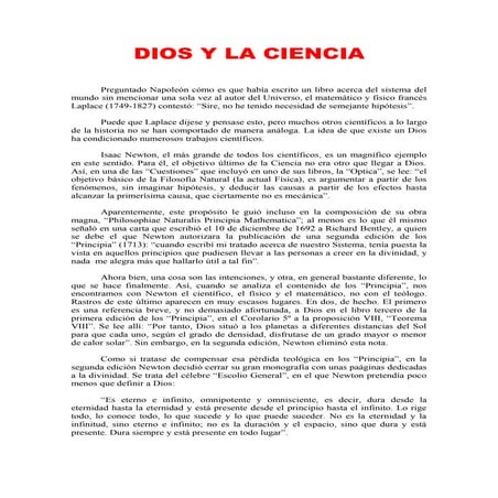 DIOS Y LA CIENCIA