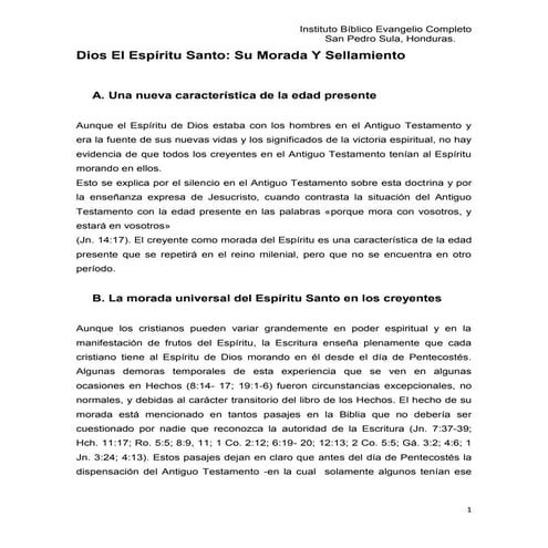 Dios el espíritu santo su morada y sellamiento