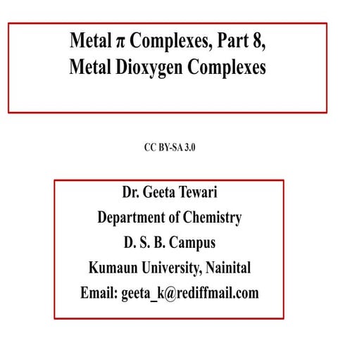 Dioxygen complexes, dioxygen as ligand 