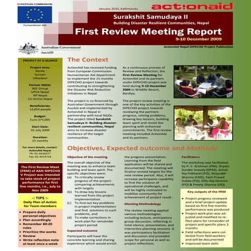 Dipecho v aan first review meeting report