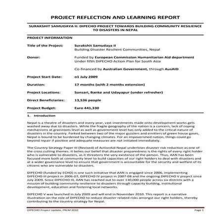 Dipecho v aan prlm report july 2010